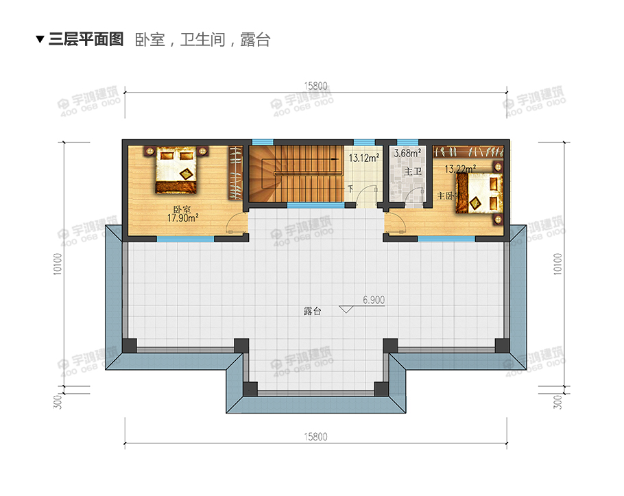 173平帶露臺(tái)三層農(nóng)村小別墅設(shè)計(jì)圖紙