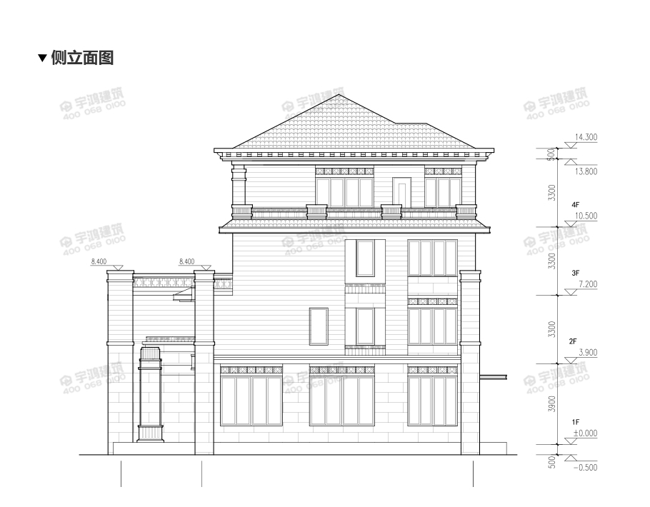 233平新中式四層農(nóng)村別墅設(shè)計(jì)圖紙