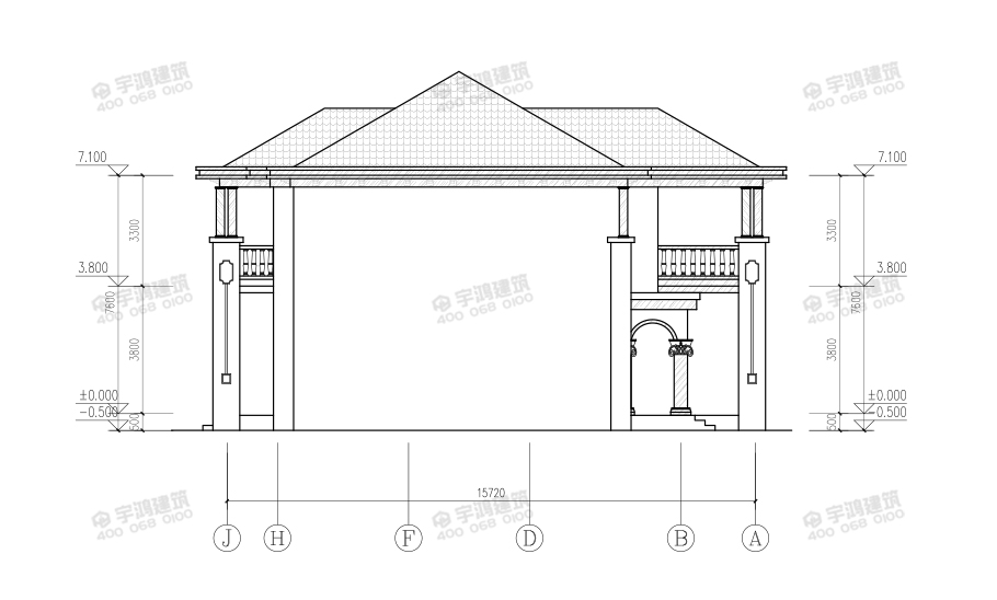 240平兩層帶堂屋自建房設(shè)計圖紙