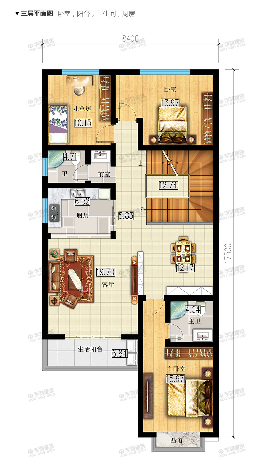 120平米四層帶庭院農(nóng)村別墅設(shè)計(jì)圖