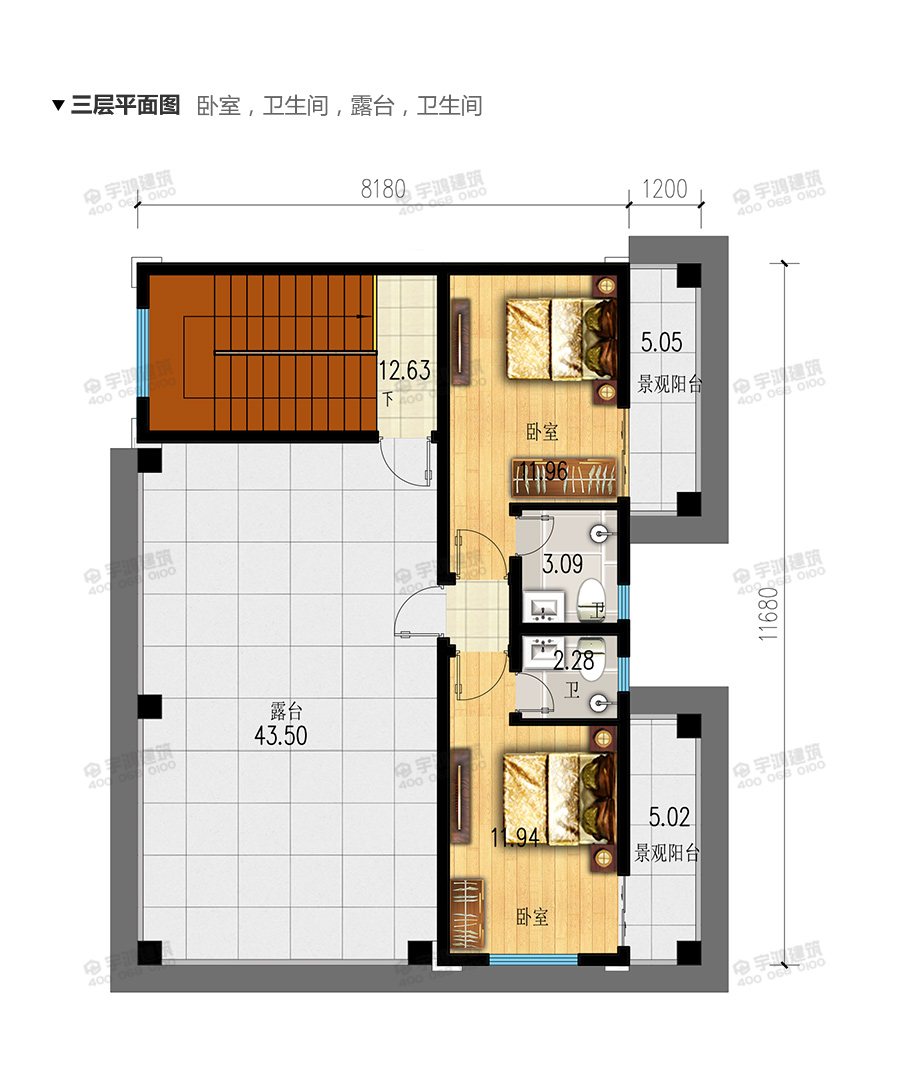 105平現(xiàn)代風(fēng)格二層半農(nóng)村小別墅設(shè)計(jì)圖紙