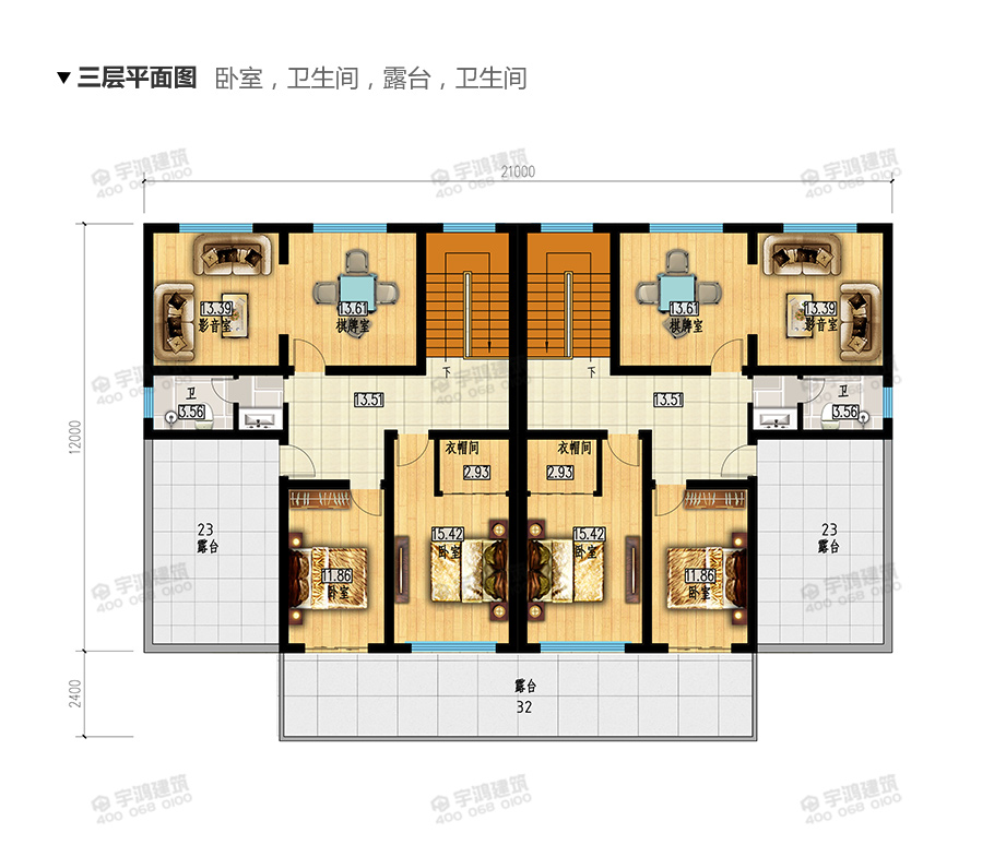 2019年新款農(nóng)村現(xiàn)代雙拼別墅設(shè)計(jì)圖紙及效果圖