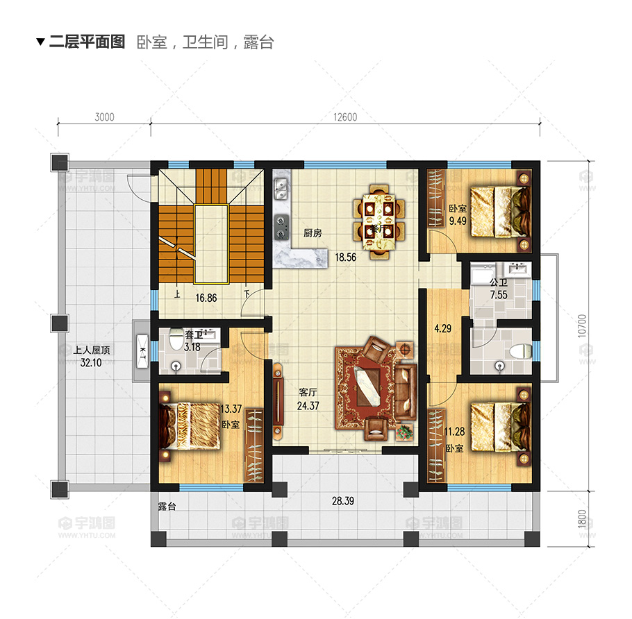 135平帶商鋪的三層美式別墅設(shè)計(jì)圖紙，精致美觀