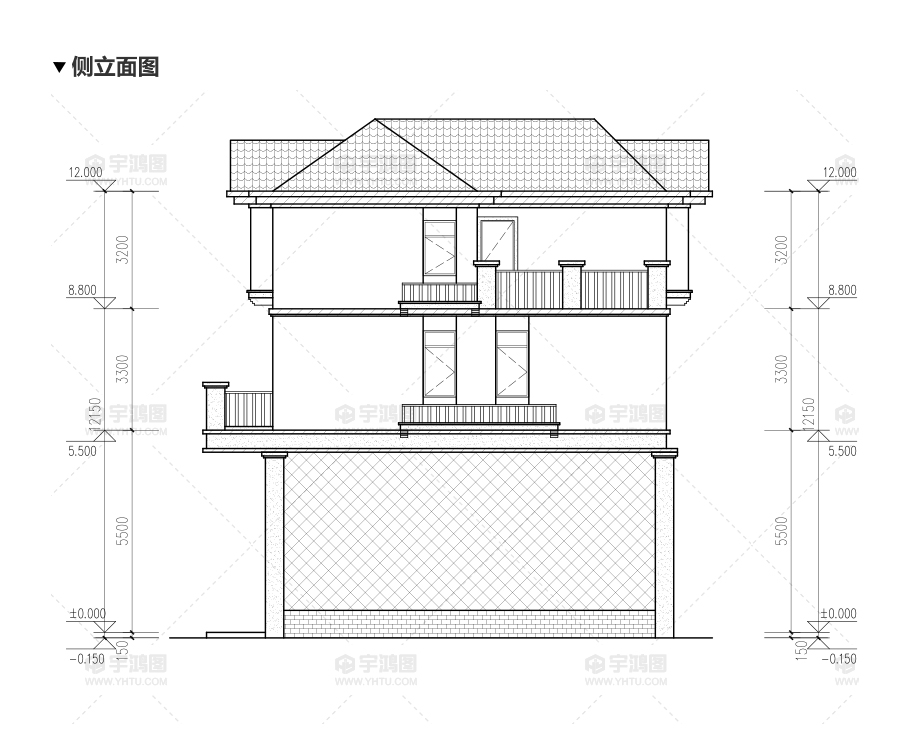 135平帶商鋪的三層美式別墅設(shè)計(jì)圖紙，精致美觀