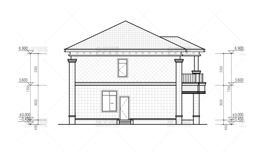 二層框架結(jié)構(gòu)帶小露臺(tái)別墅設(shè)計(jì)圖紙