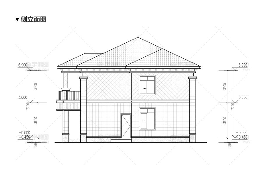 二層框架結(jié)構(gòu)帶小露臺(tái)別墅設(shè)計(jì)圖紙